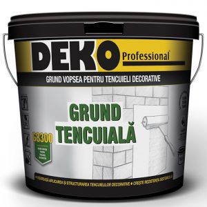 DEKO G8300 Grund tencuiala ușurează aplicarea și structurarea tencuielilor decorative, permițând o creștere a rezistenței și durabilității.