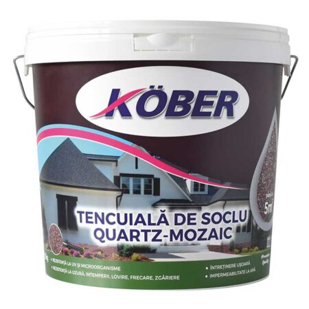 Tencuiala mozaicata pentru soclu Kober este pe baza de dispersie apoasa acrilo-stirenica, granule de marmura si cuart colorat.